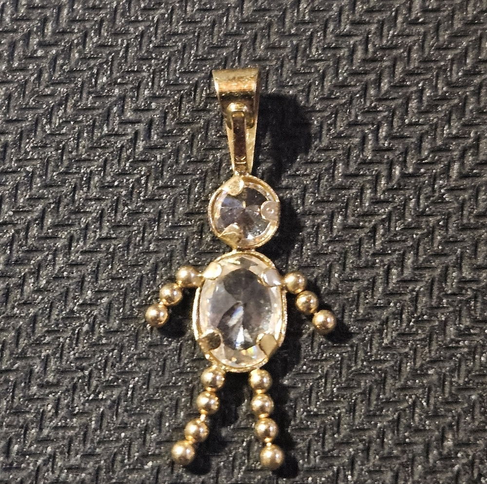 Vintage 14K Yellow Gold Birthstone Boy Charm